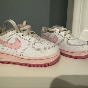 Nike Kids White and Pink Sneakers
